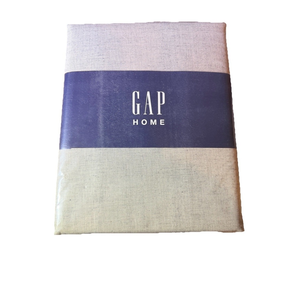 Gap Home Chambray Yarn Dyed Black Organic Cotton Window Curtain Pair Khaki 48x95